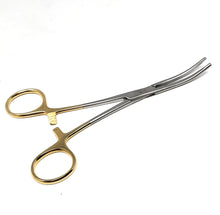 Load image into Gallery viewer, Carmalt Artery Forceps Curved 6.25", Longitudinal Jaws, Stainless Steel, Gold Handle