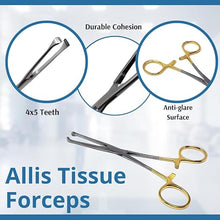 Load image into Gallery viewer, Gold Handle Premium Allis Tissue Clamp Forceps 6", 4x5 Teeth, Stainless Steel