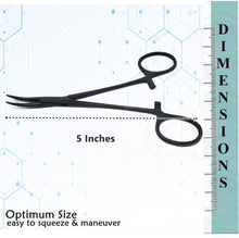 Load image into Gallery viewer, Mosquito Hemostat Forceps 5" (12.7cm) Curved, Stainless Steel, Black
