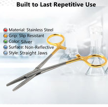 Load image into Gallery viewer, Crile Hemostat Forceps 5.5" Straight, Stainless Steel, Gold Handle