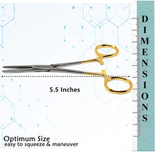 Load image into Gallery viewer, Crile Hemostat Forceps 5.5" Straight, Stainless Steel, Gold Handle
