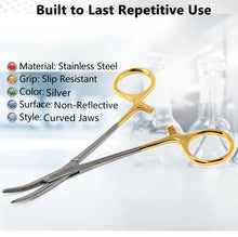 Load image into Gallery viewer, Crile Hemostat Forceps 5.5" Curved, Stainless Steel, Gold Handle