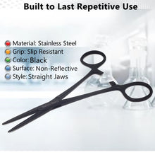 Load image into Gallery viewer, Hemostat Forceps 5.5" (14cm) Straight, Stainless Steel, Black