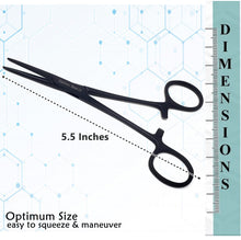 Load image into Gallery viewer, Hemostat Forceps 5.5" (14cm) Straight, Stainless Steel, Black