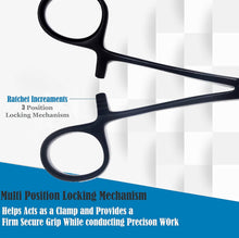 Load image into Gallery viewer, Hemostat Forceps 5.5" (14cm) Curved, Stainless Steel, Black