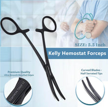 Load image into Gallery viewer, Kelly Hemostat Forceps 5.5" Curved, Stainless Steel, Black