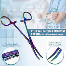 Load image into Gallery viewer, Kelly Hemostat Forceps 5.5" Curved, Stainless Steel, Multi