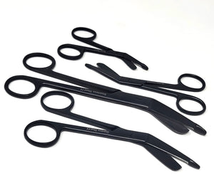 Set of 4 Black Nurse Bandage Scissors 3.5" + 4.5" + 5.5" + 7.25", Stainless Steel