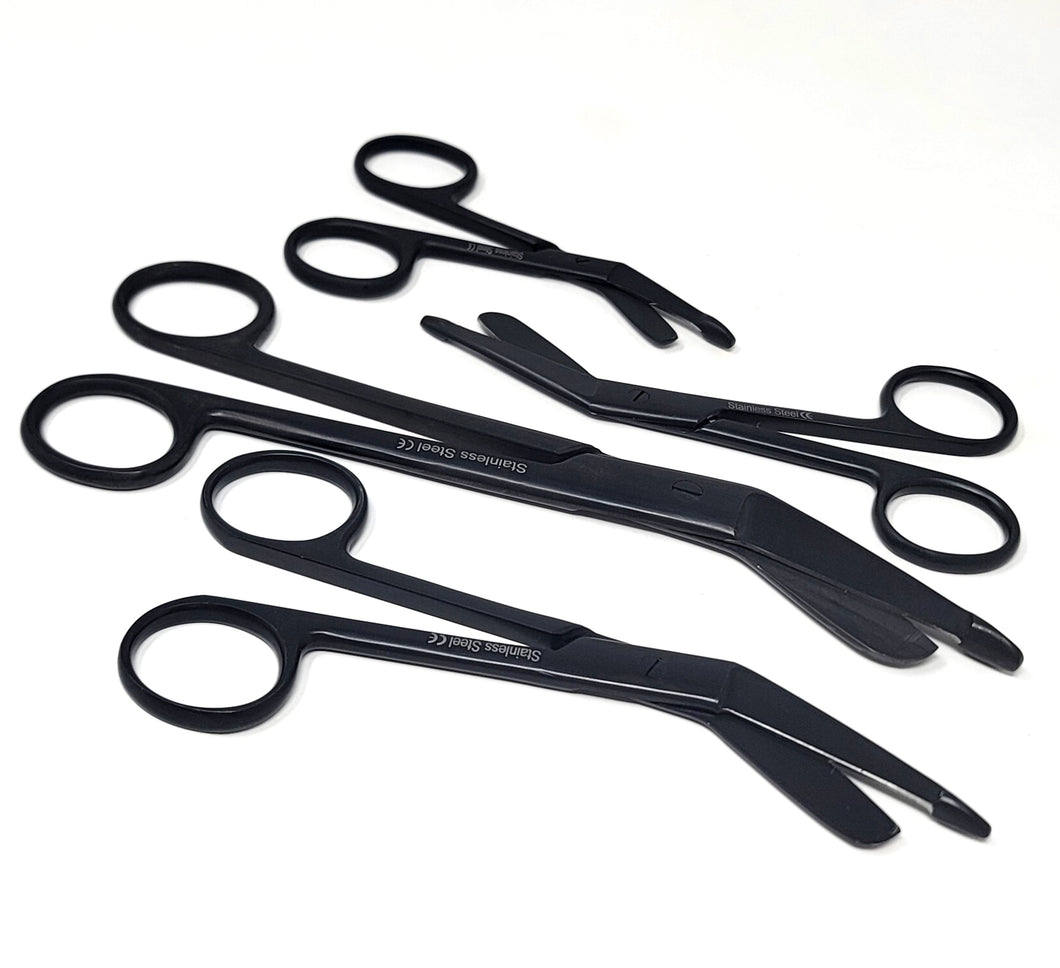 Set of 4 Black Nurse Bandage Scissors 3.5