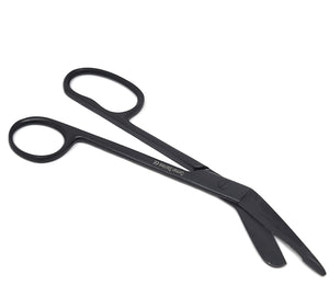 Full Black One Large Ring Lister Bandage Scissors 7.25" (18.4cm), Stainless Steel
