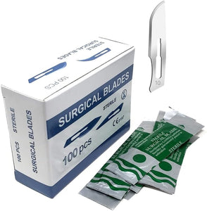 Surgical Scalpel Blades #10, Sterile, Carbon Steel Blade, 100/BX