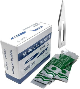 Surgical Scalpel Blades #11, Sterile, Carbon Steel Blade, 100/BX