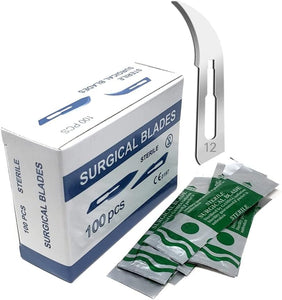 Surgical Scalpel Blades #12, Sterile, Carbon Steel Blade, 100/BX