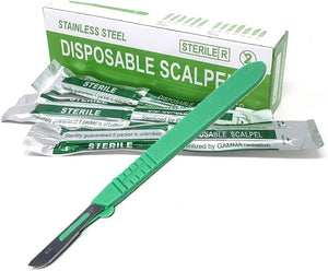 Disposable Scalpels #10, 10/bx Stainless Steel Blades, Plastic Handle