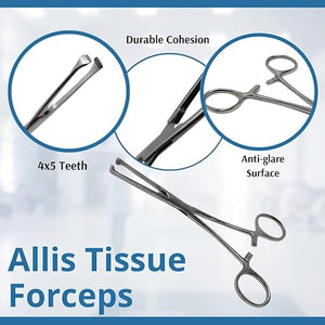 Premium Allis Tissue Clamp Forceps 6", 4x5 Teeth, Stainless Steel