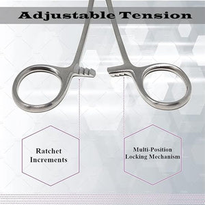 Carmalt Artery Forceps Curved 6.25", Longitudinal Jaws, Stainless Steel