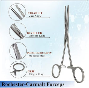 Carmalt Artery Forceps Straight 6.25", Longitudinal Jaws, Stainless Steel