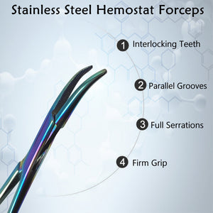 Mosquito Hemostat Forceps 5" (12.7cm) Curved, Stainless Steel, Multi