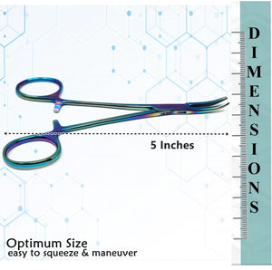 Mosquito Hemostat Forceps 5" (12.7cm) Curved, Stainless Steel, Multi