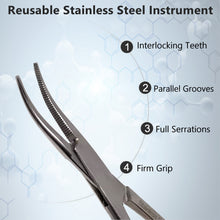 Load image into Gallery viewer, Mosquito Hemostat Forceps 5&quot; Curved, Stainless Steel, Gold Handle
