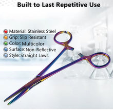Load image into Gallery viewer, Hemostat Forceps 5.5&quot; (14cm) Straight, Stainless Steel, Multi
