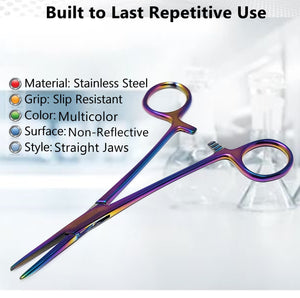 Hemostat Forceps 5.5" (14cm) Straight, Stainless Steel, Multi