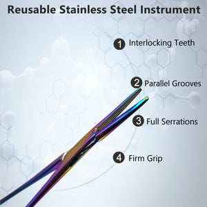 Hemostat Forceps 5.5" (14cm) Straight, Stainless Steel, Multi