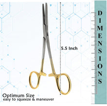 Load image into Gallery viewer, Kelly Hemostat Forceps 5.5&quot; Straight, Stainless Steel, Gold Handle
