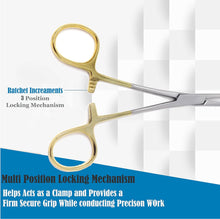 Load image into Gallery viewer, Kelly Hemostat Forceps 5.5&quot; Curved, Stainless Steel, Gold Handle
