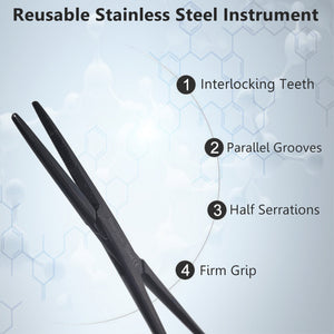 Kelly Hemostat Forceps 5.5" Straight, Stainless Steel, Black
