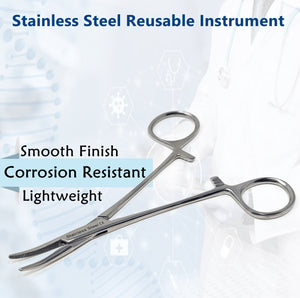 Mosquito Hemostat Forceps 5" (12.7cm) Curved, Stainless Steel
