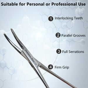 Mosquito Hemostat Forceps 5" (12.7cm) Curved, Stainless Steel