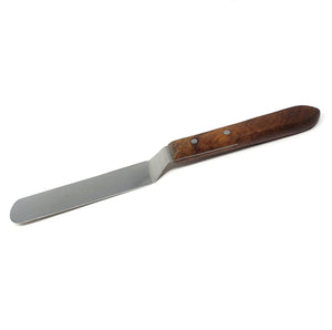 Stainless Steel Lab Spatula with Wooden Handle, 5" Offset Bayonet Blade, 9" Total Length