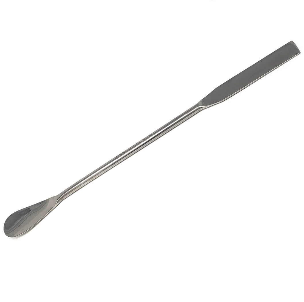 Stainless Steel Lab Spatula Double Sided Sampler, Square & Flat Spoon Ends, 9