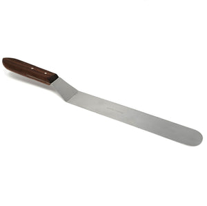 Stainless Steel Lab Spatula with Wooden Handle, 12" Offset Bayonet Blade, 17.25" Total Length