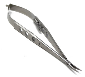 Premium Quality Castroviejo Needle Holder 5.5" Curved, Fenestrated Flat Handle