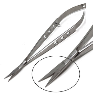 Spring Stitch Micro Scissors 7" Straight, Fenestrated Flat Handle