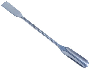 Stainless Steel Double Ended Micro Lab Scoop Spoon Half Rounded & Flat End Spatula Sampler, 6" Length