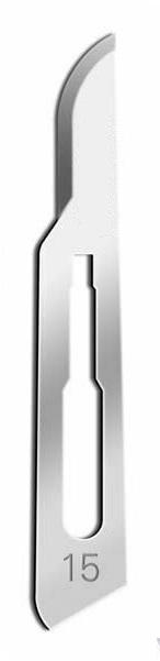 Surgical Scalpel Blades #15, Sterile, Carbon Steel Blade, 100/BX