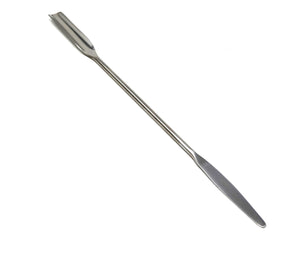Stainless Steel Double Ended Micro Lab Spatula, Semi Circle Scoop Spoon & Tapered Arrow End, 9" Length