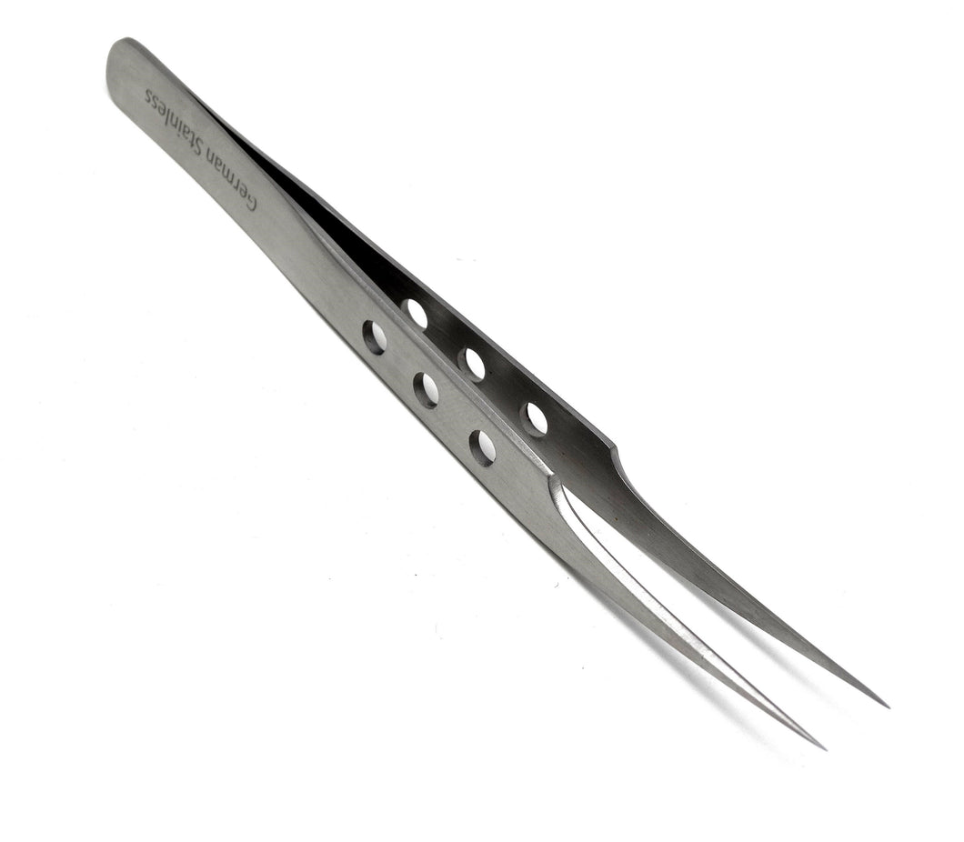 Stainless Steel Watch & Jewelery Repair Tweezers #8 Forceps, Fine Point, Fenestrated Handle, Premium Quality