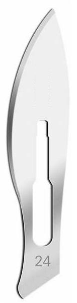 Surgical Scalpel Blades #24, Sterile, Carbon Steel Blade, 100/BX