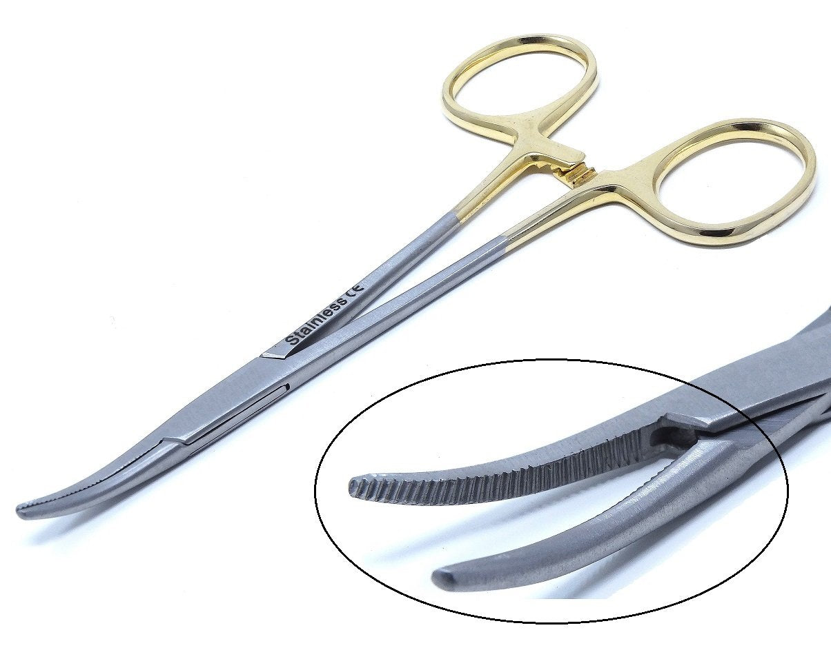  AAProTools Stainless Steel Hemostat Curved with Green Rubber  Grips Two Handles Locking Forceps, 5 Length : Industrial & Scientific