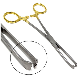 Gold handle Premium Allis Tissue Clamp Forceps 6", 4x5 Teeth, Stainless Steel