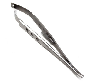 Premium Quality Castroviejo Needle Holder 7" Curved, Fenestrated Flat Handle