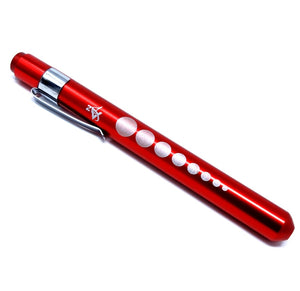 RED Reusable NURSE Penlight Pocket Medical LED with Pupil Gauge