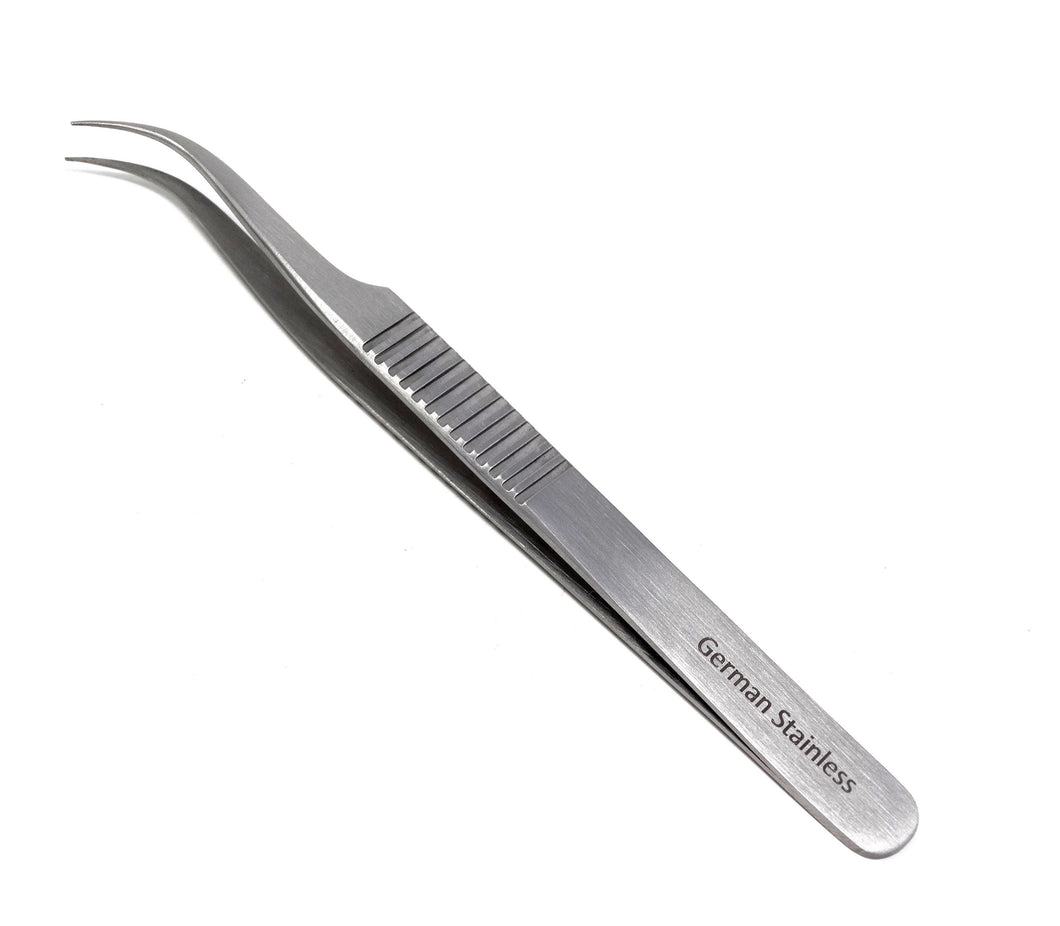 Stainless Steel Watch & Jewelery Repair Tweezers #7 Forceps, Fine Point, Ridged Handle, Premium Quality